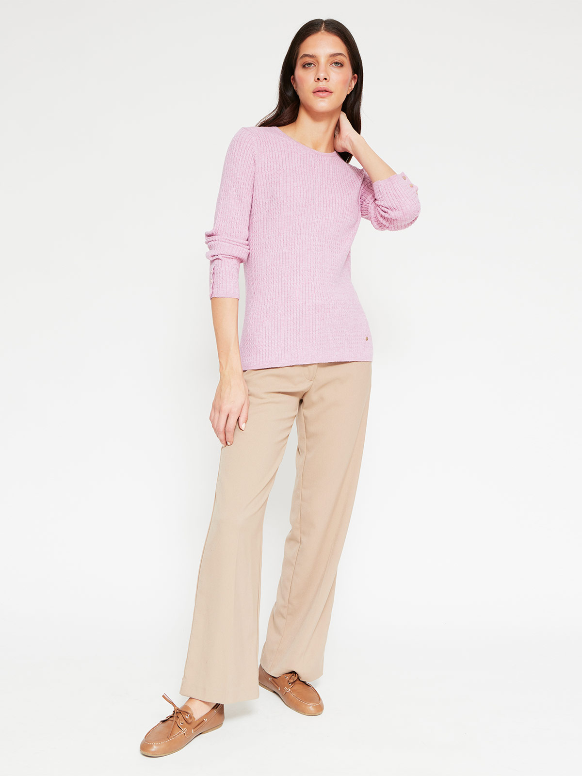 SWEATER MUJER CACHAREL MANGA LARGA TEXTURA Y BOTONES - 4