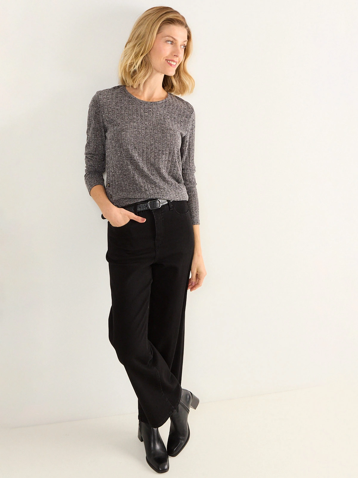POLERA MUJER MA GRIFFE RIB ACANALADO RIB ACANALADO BOTONES - 1