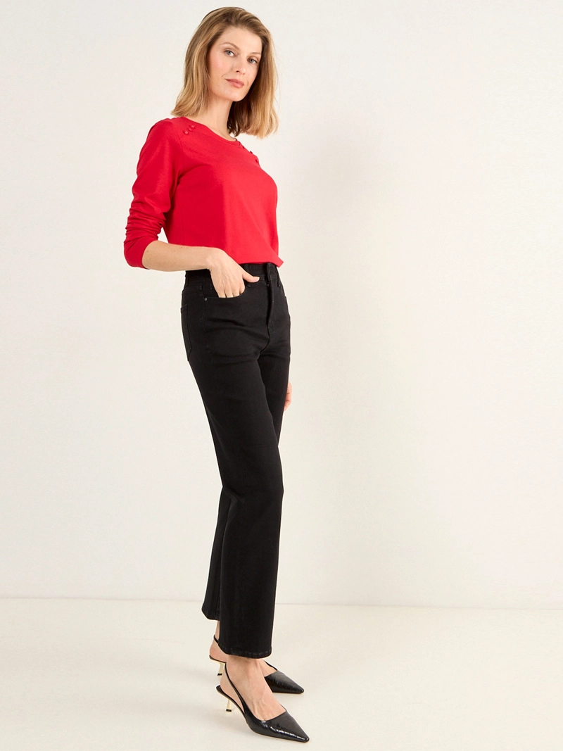 POLERA MUJER MA GRIFFE ESCOTE REDONDO BOTONES - 2