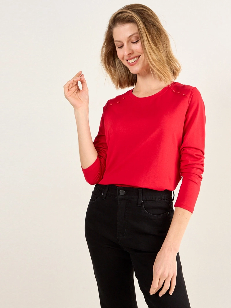POLERA MUJER MA GRIFFE ESCOTE REDONDO BOTONES - 3