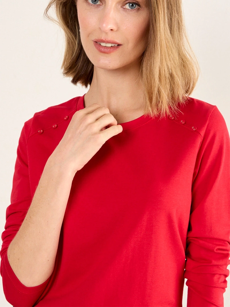 POLERA MUJER MA GRIFFE ESCOTE REDONDO BOTONES - 5