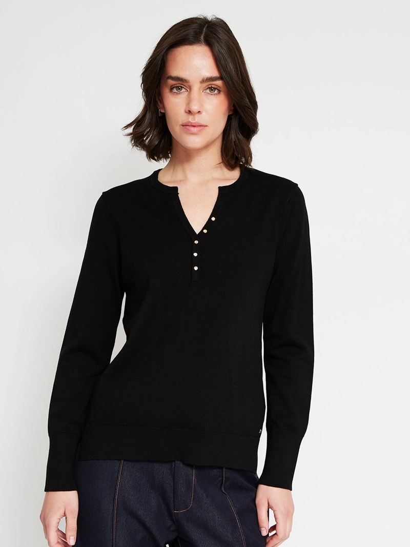 SWEATER MUJER CACHAREL MANGA LARGA BOTONES - 2
