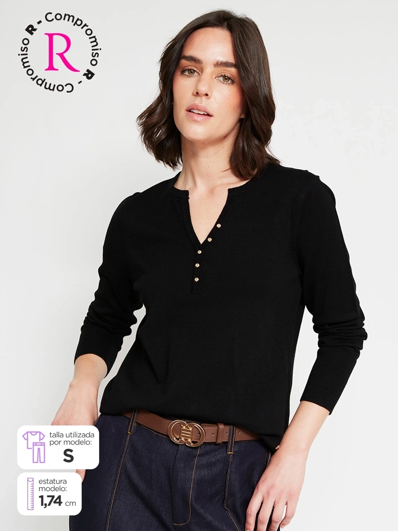 SWEATER MUJER CACHAREL MANGA LARGA BOTONES