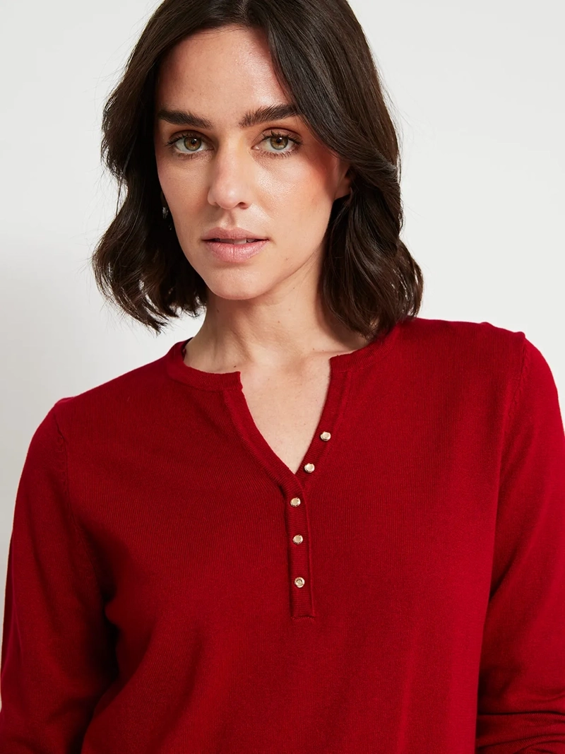 SWEATER MUJER CACHAREL MANGA LARGA BOTONES - 4
