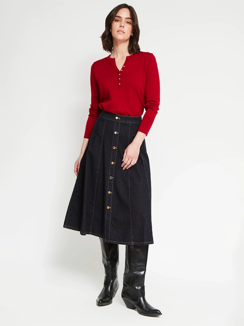 SWEATER MUJER CACHAREL MANGA LARGA BOTONES - 5