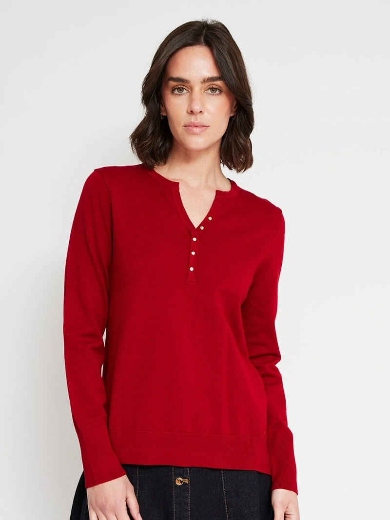 SWEATER MUJER CACHAREL MANGA LARGA BOTONES - 2