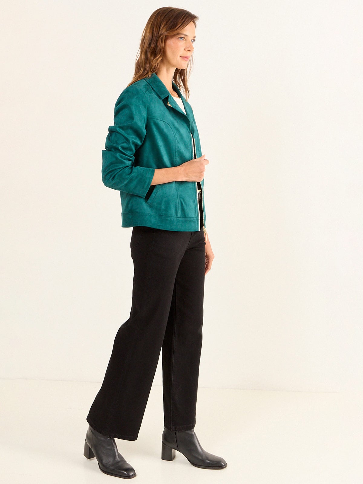 CHAQUETA MUJER MA GRIFFE SUEDE CIERRE SOLAPA BOLSILLOS - 2