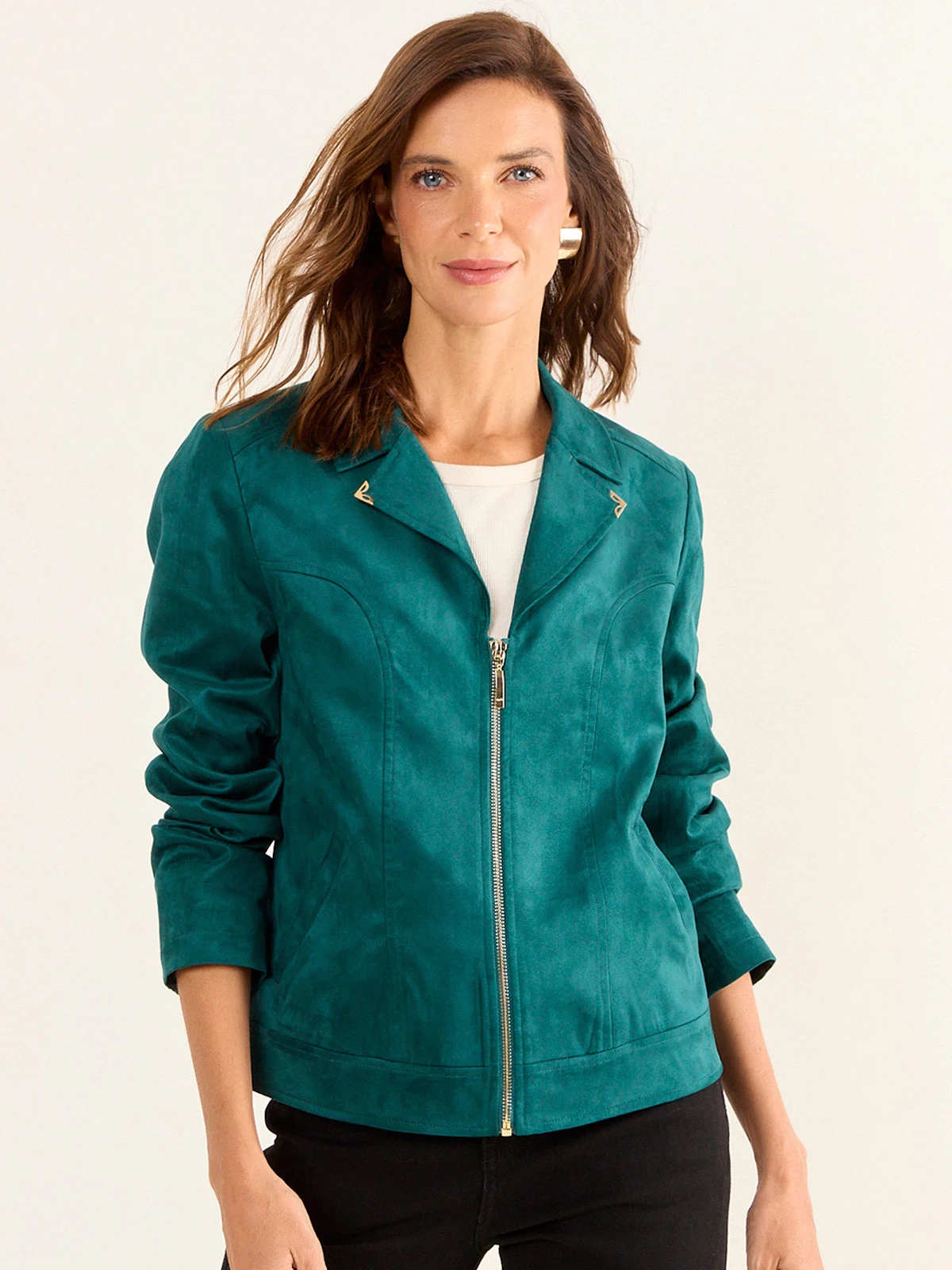 CHAQUETA MUJER MA GRIFFE SUEDE CIERRE SOLAPA BOLSILLOS - 3