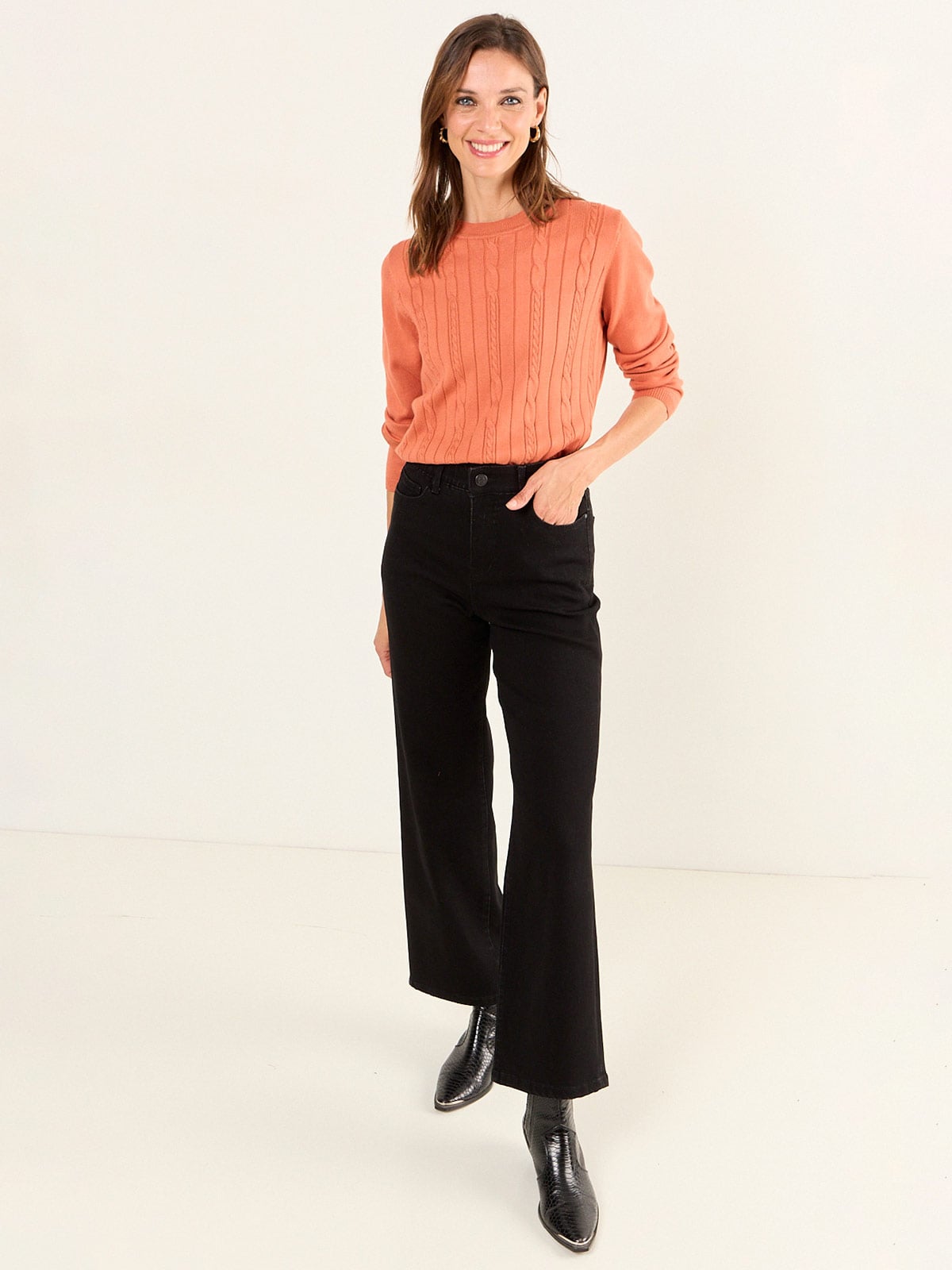 SWEATER MUJER MA GRIFFE ESCOTE REDONDO DISEÑO TRENZAS - 1