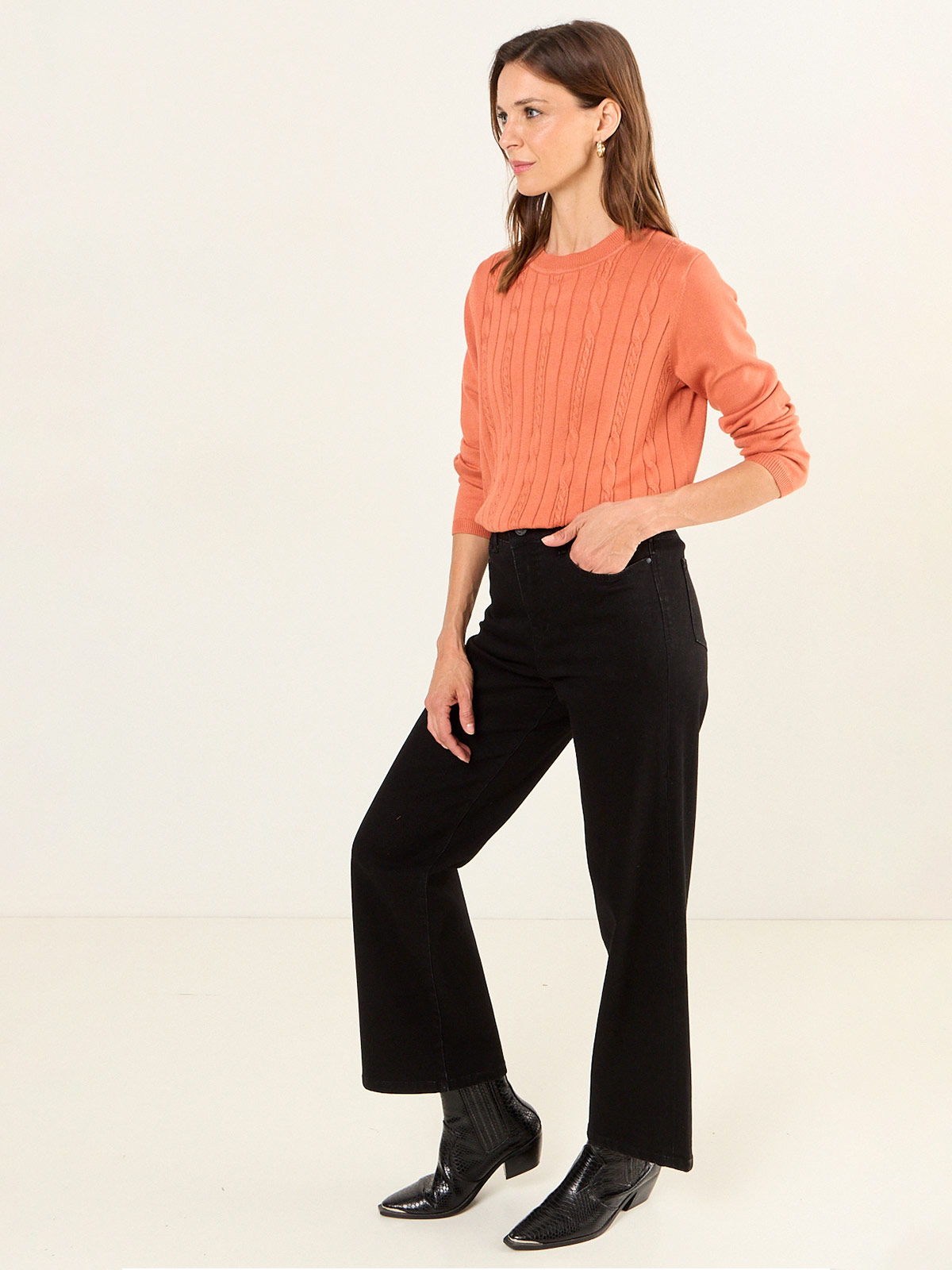 SWEATER MUJER MA GRIFFE ESCOTE REDONDO DISEÑO TRENZAS - 2