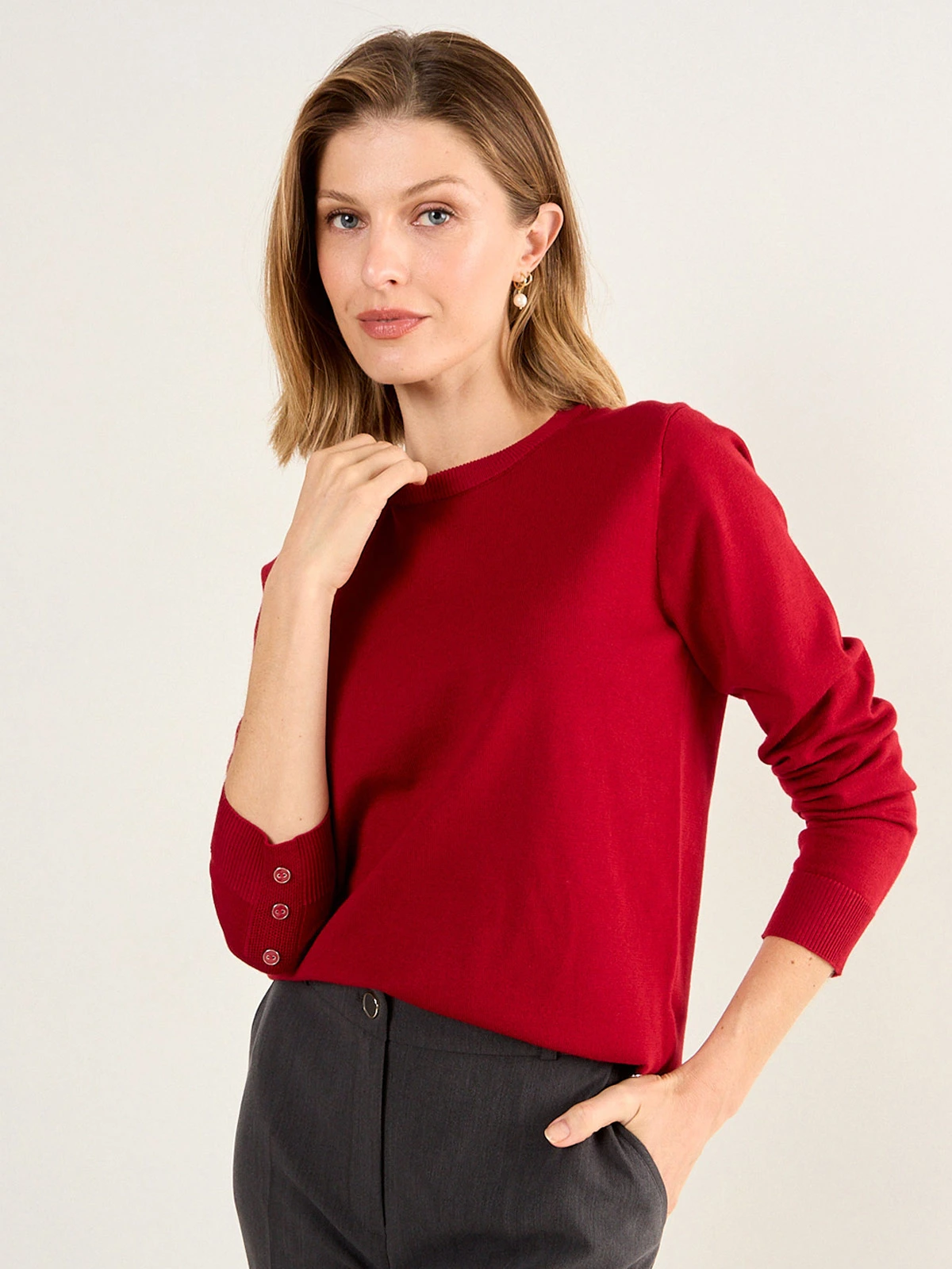 SWEATER MUJER MA GRIFFE ESCOTE REDONDO TEJIDO BÁSICO - 3