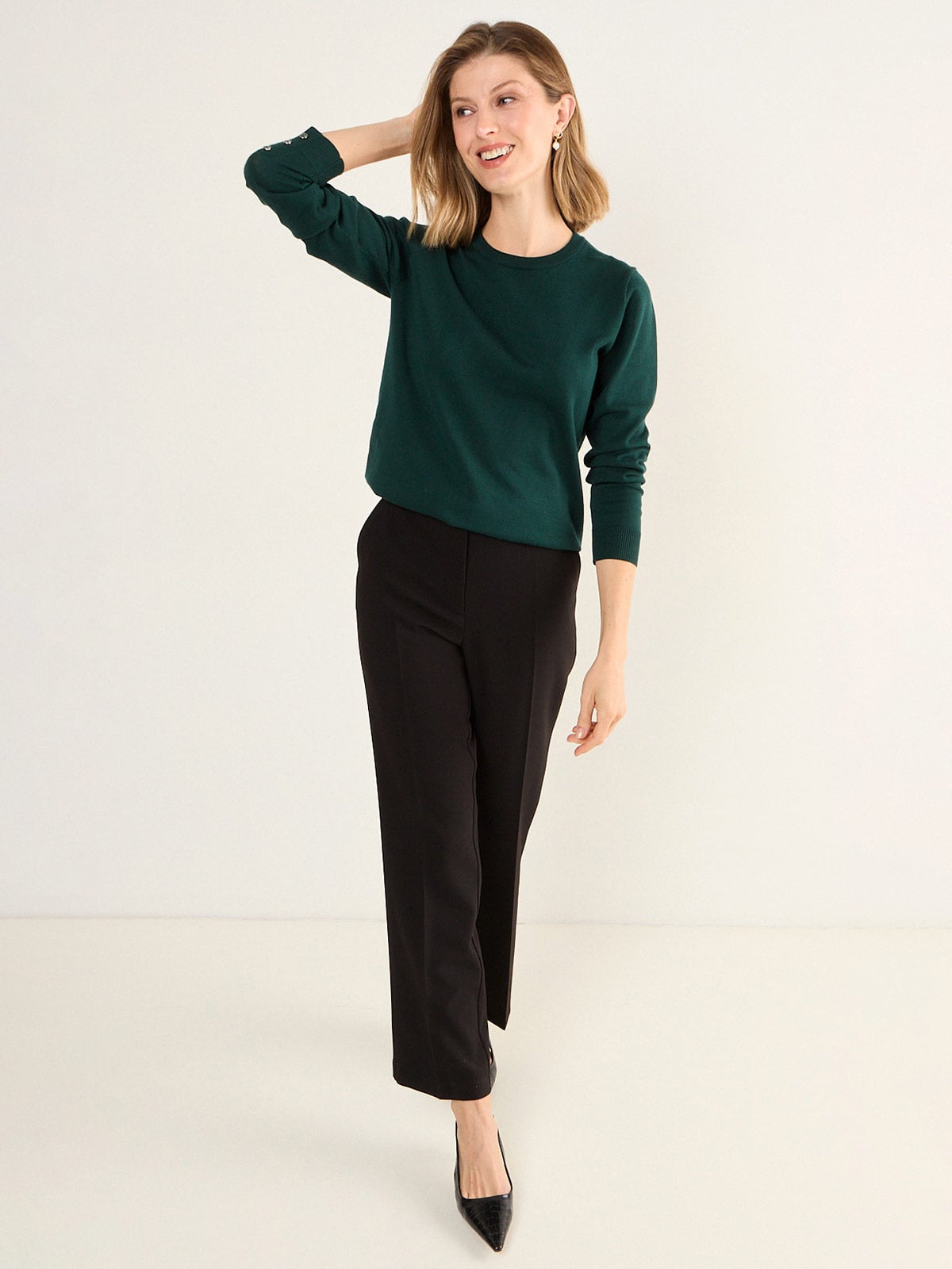 MA GRIFFE SWEATER MUJER MA GRIFFE ESCOTE REDONDO TEJIDO BÁSICO