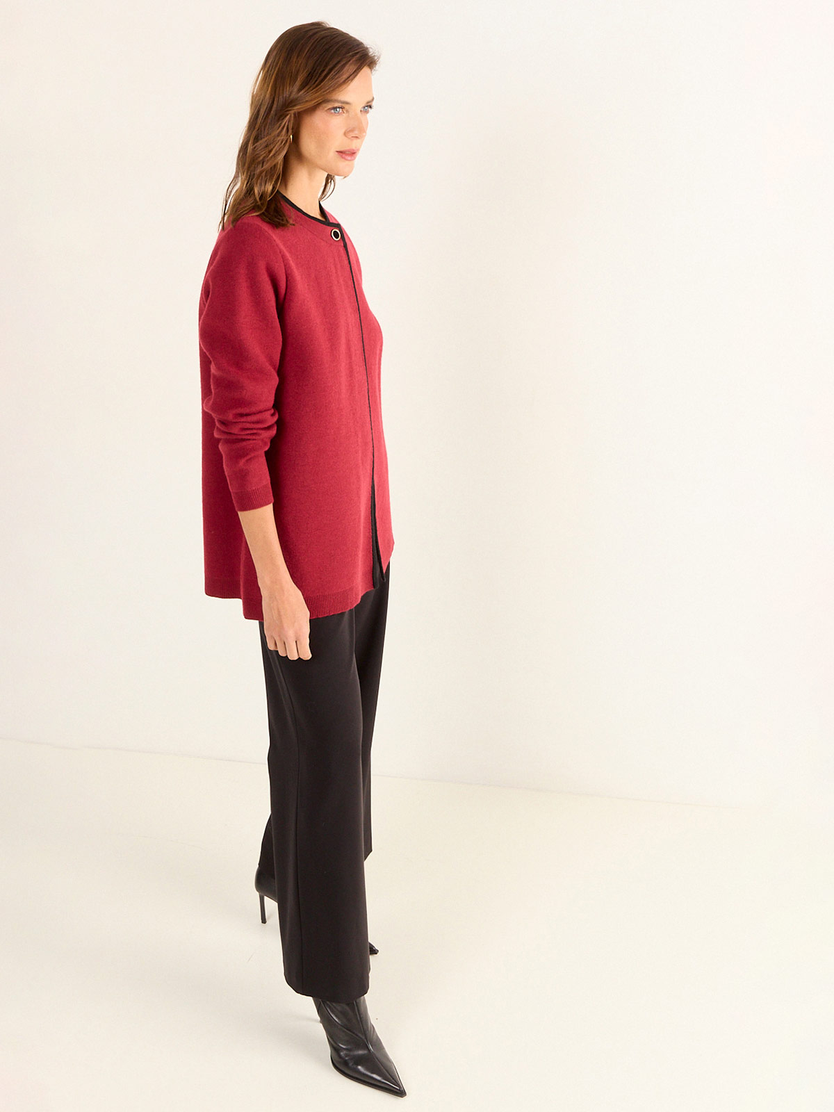 CARDIGAN MUJER MA GRIFFE LANA GRUESO ABIERTO CONTRATONO - 2