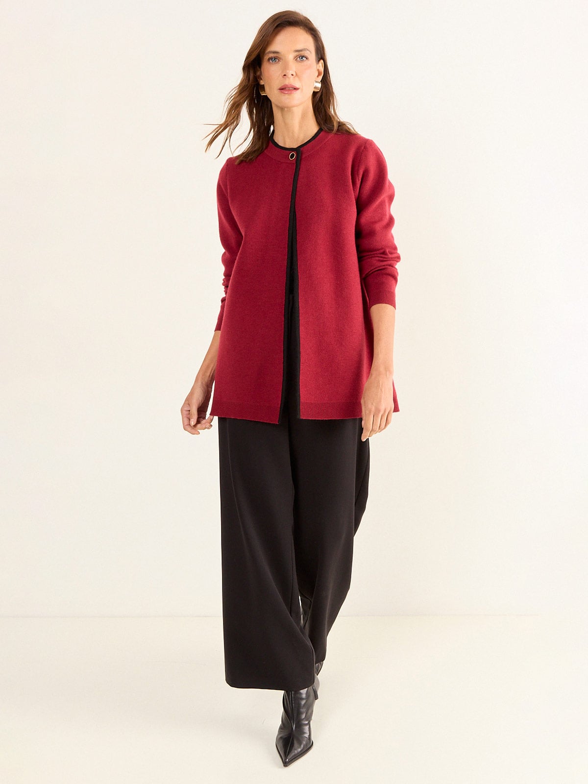 CARDIGAN MUJER MA GRIFFE LANA GRUESO ABIERTO CONTRATONO - 1