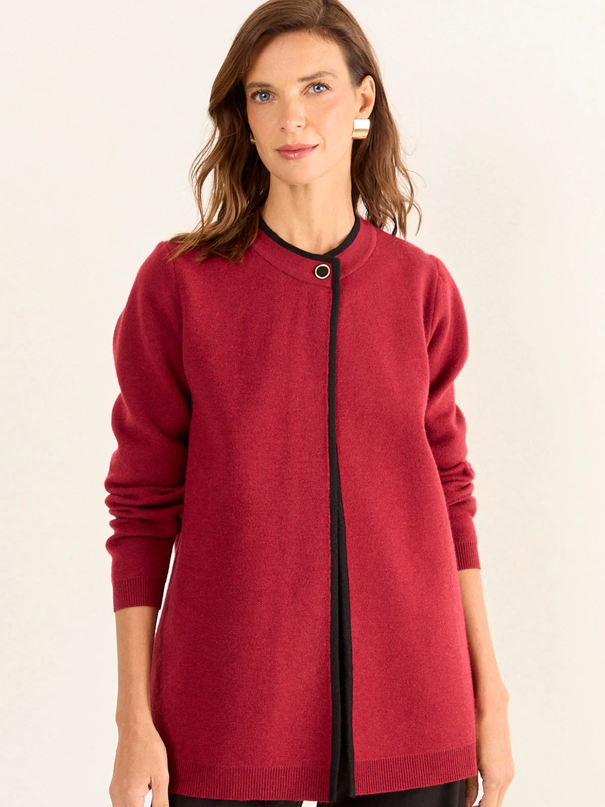 CARDIGAN MUJER MA GRIFFE LANA GRUESO ABIERTO CONTRATONO - 3