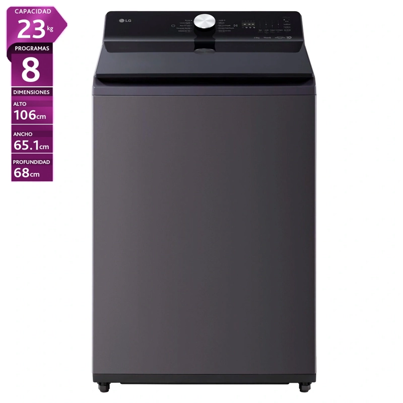 LAVADORA CARGA SUPERIOR LG WT23EGTX6 23KG GRAFITO - 1