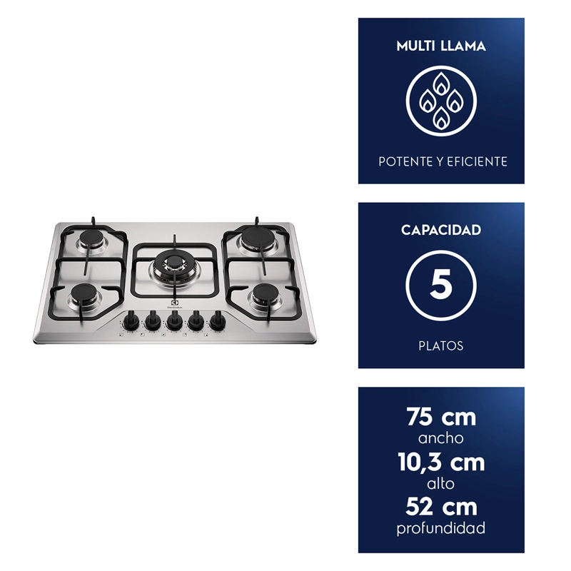 ENCIMERA A GAS ELECTROLUX 5 PLATOS KE5XC - 2