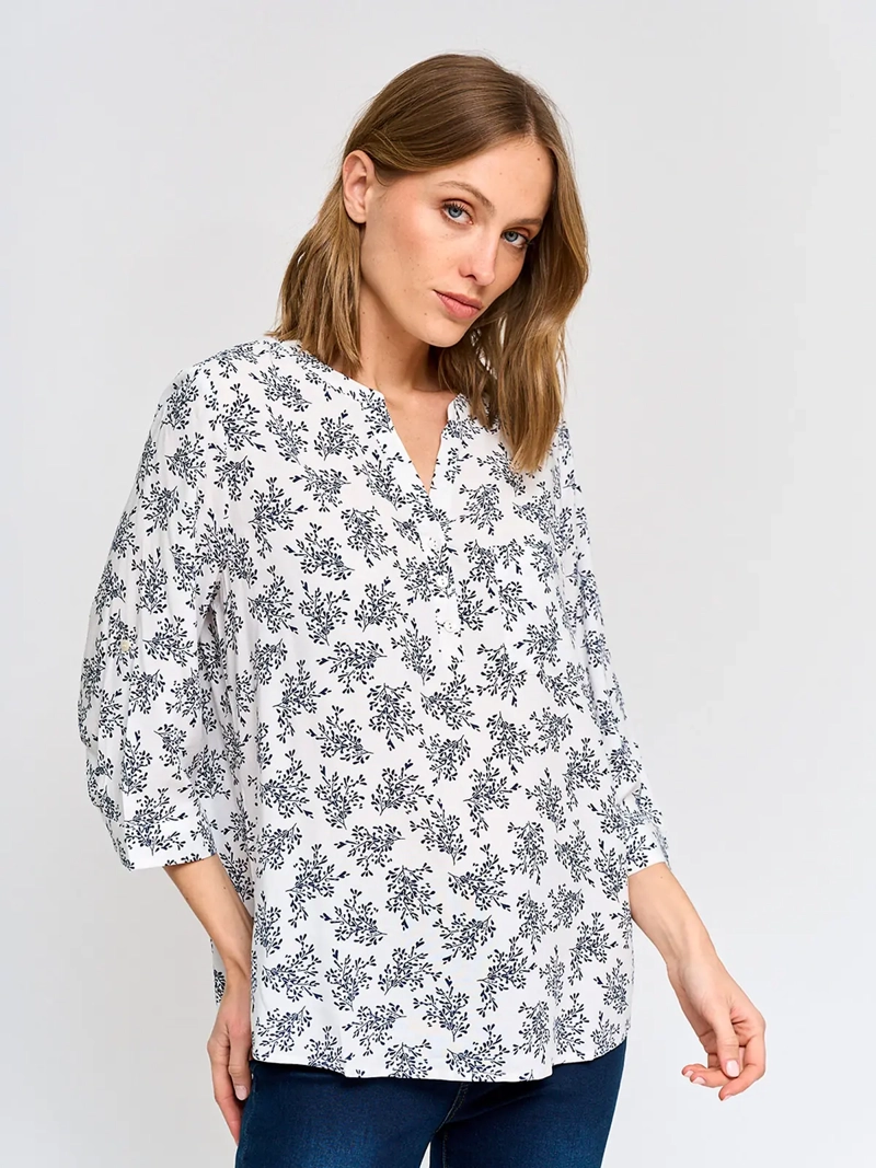 BLUSA MUJER AZIZ CUELLO MAO MANGA 3/4 ESTAMPADA - 2
