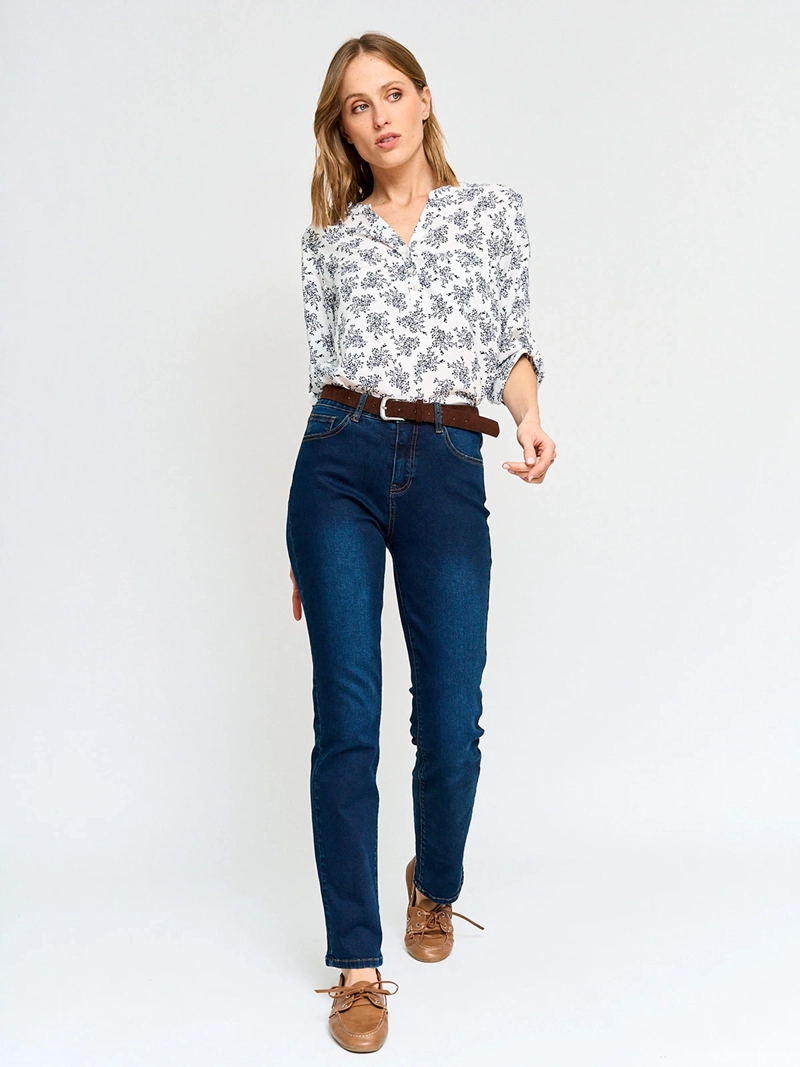 BLUSA MUJER AZIZ CUELLO MAO MANGA 3/4 ESTAMPADA - 5