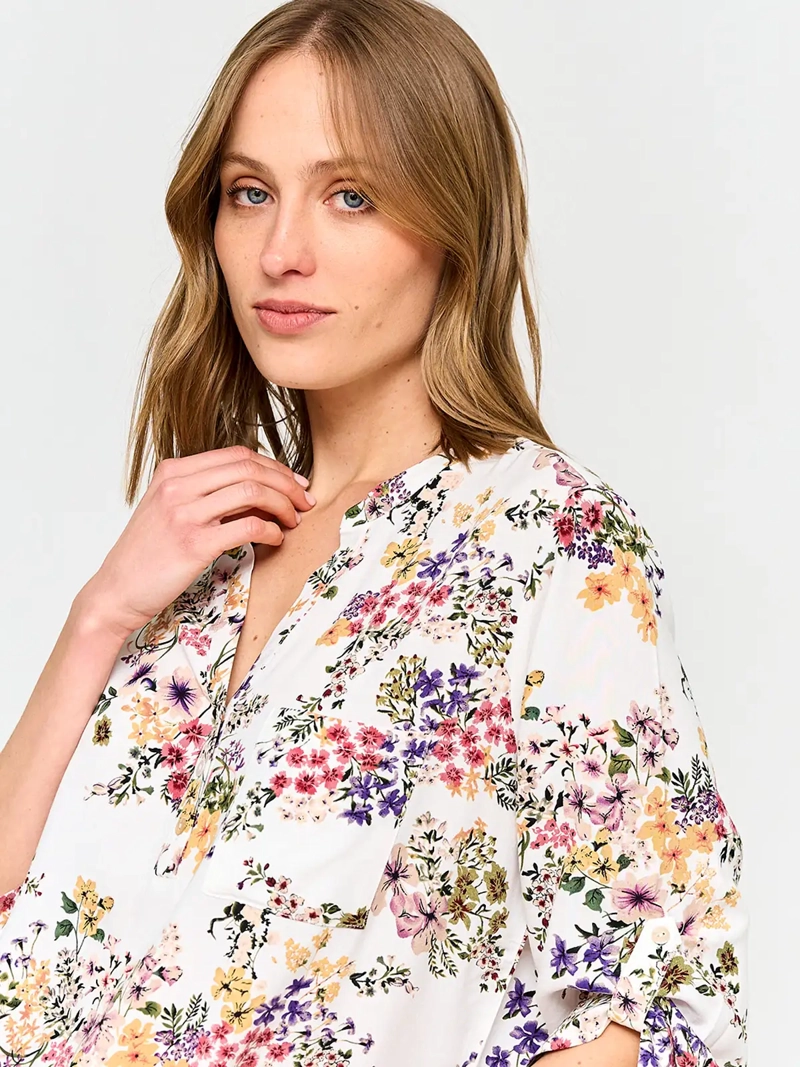 BLUSA MUJER AZIZ CUELLO MAO MANGA 3/4 ESTAMPADA - 4