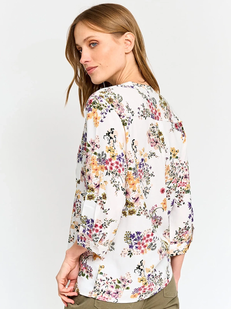 BLUSA MUJER AZIZ CUELLO MAO MANGA 3/4 ESTAMPADA - 3