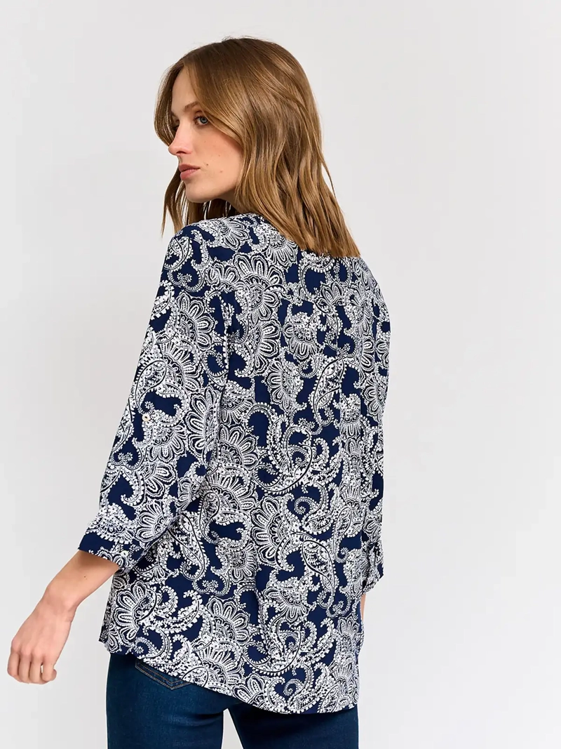 BLUSA MUJER AZIZ CUELLO MAO MANGA 3/4 ESTAMPADA - 3
