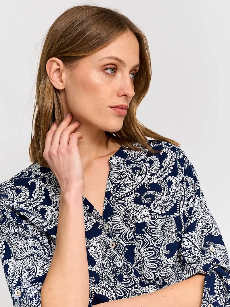 BLUSA MUJER AZIZ CUELLO MAO MANGA 3/4 ESTAMPADA - 4