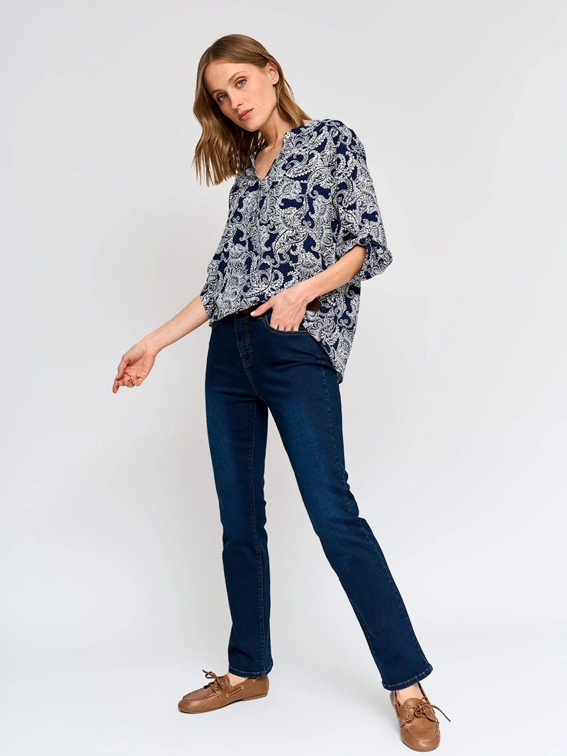 BLUSA MUJER AZIZ CUELLO MAO MANGA 3/4 ESTAMPADA - 5