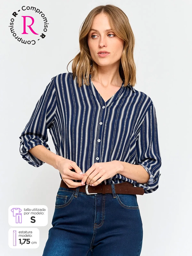 BLUSA MUJER AZIZ MANGA 3/4 CAMISERA ESTAMPADA - 1