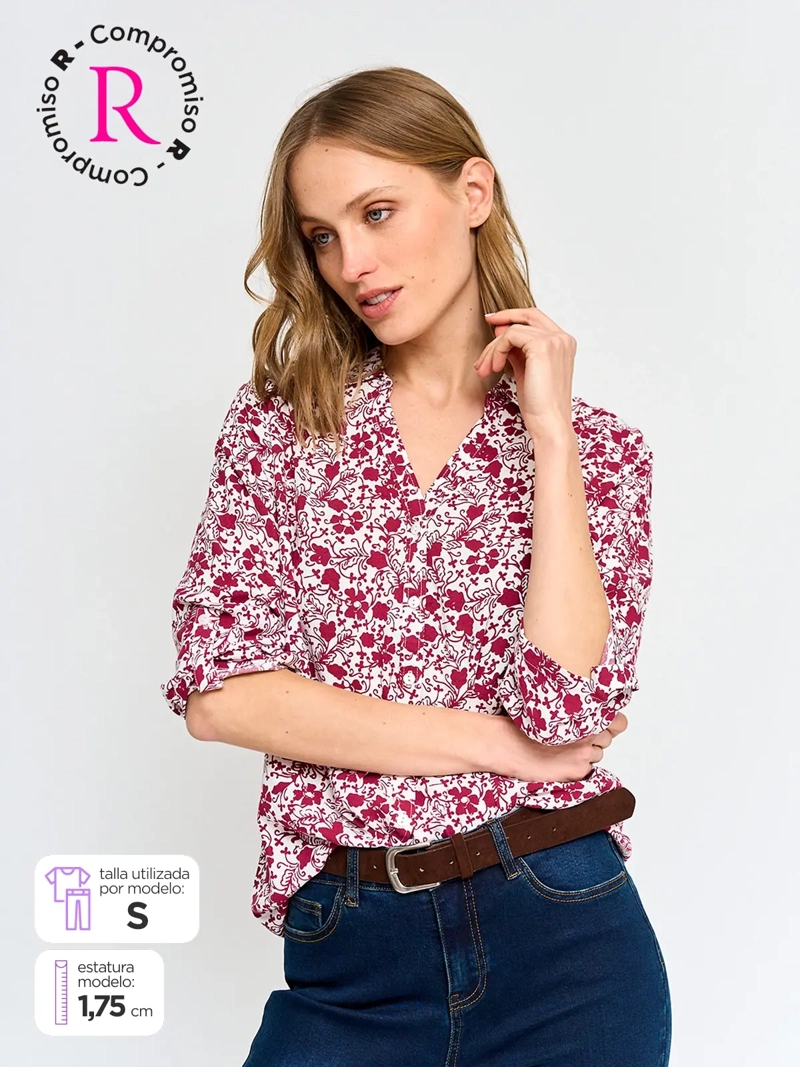 BLUSA MUJER AZIZ MANGA 3/4 CAMISERA ESTAMPADA - 1