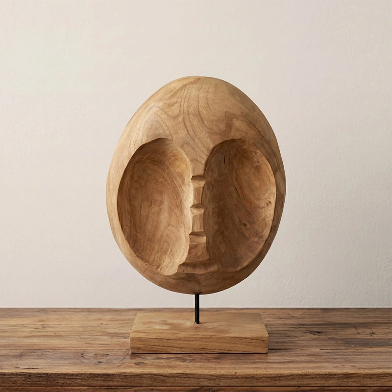 FIGURA DECORATIVA MAISON LINETT CARA MADERA MEDITERRÁNEO 41 CM - 1