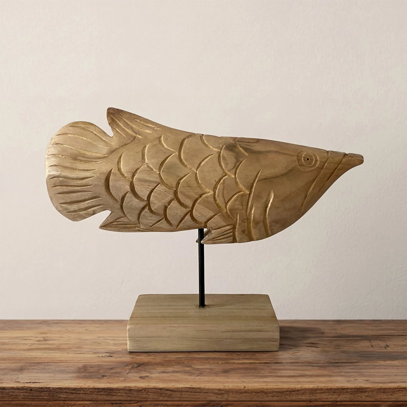 FIGURA DECORATIVA MAISON LINETT PEZ MADERA MEDITERRÁNEO 24 CM  - 1