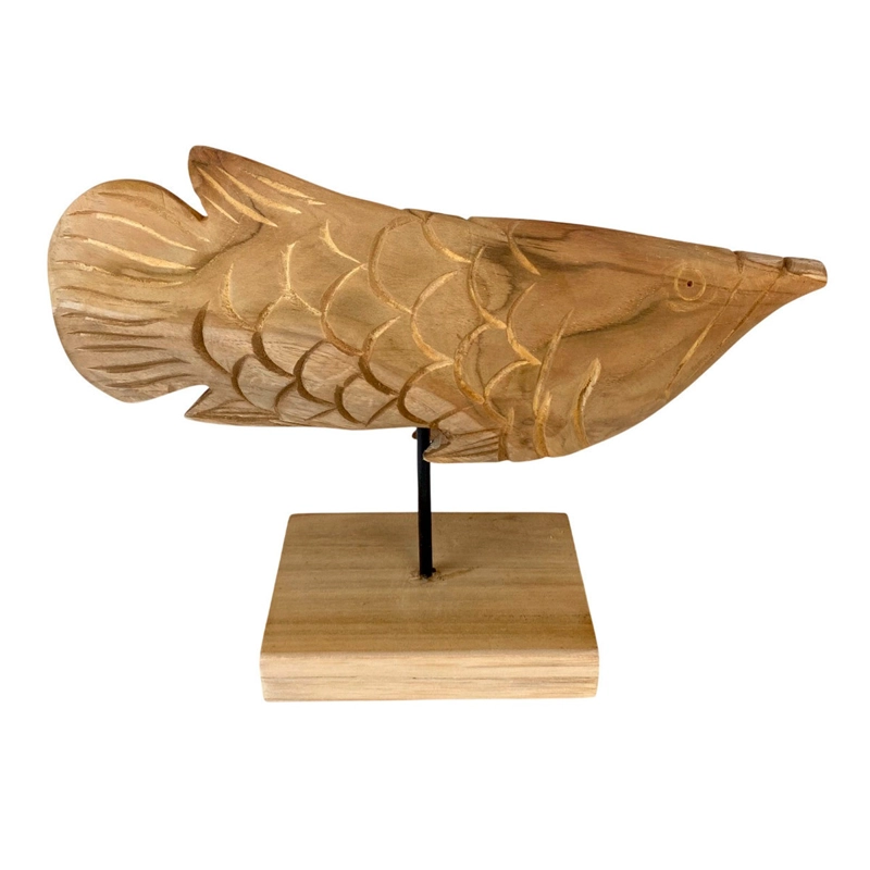 FIGURA DECORATIVA MAISON LINETT PEZ MADERA MEDITERRÁNEO 24 CM  - 2