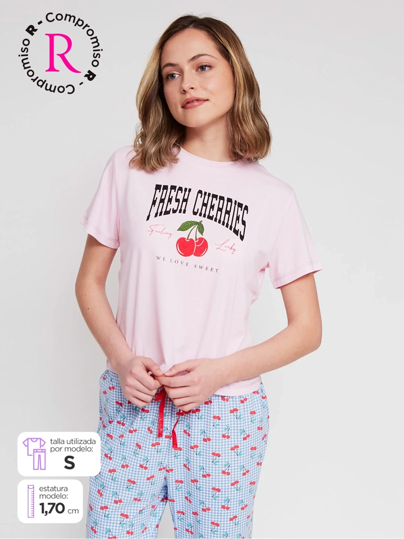 TOP PIJAMA MUJER INDEX MANGA CORTA - 1
