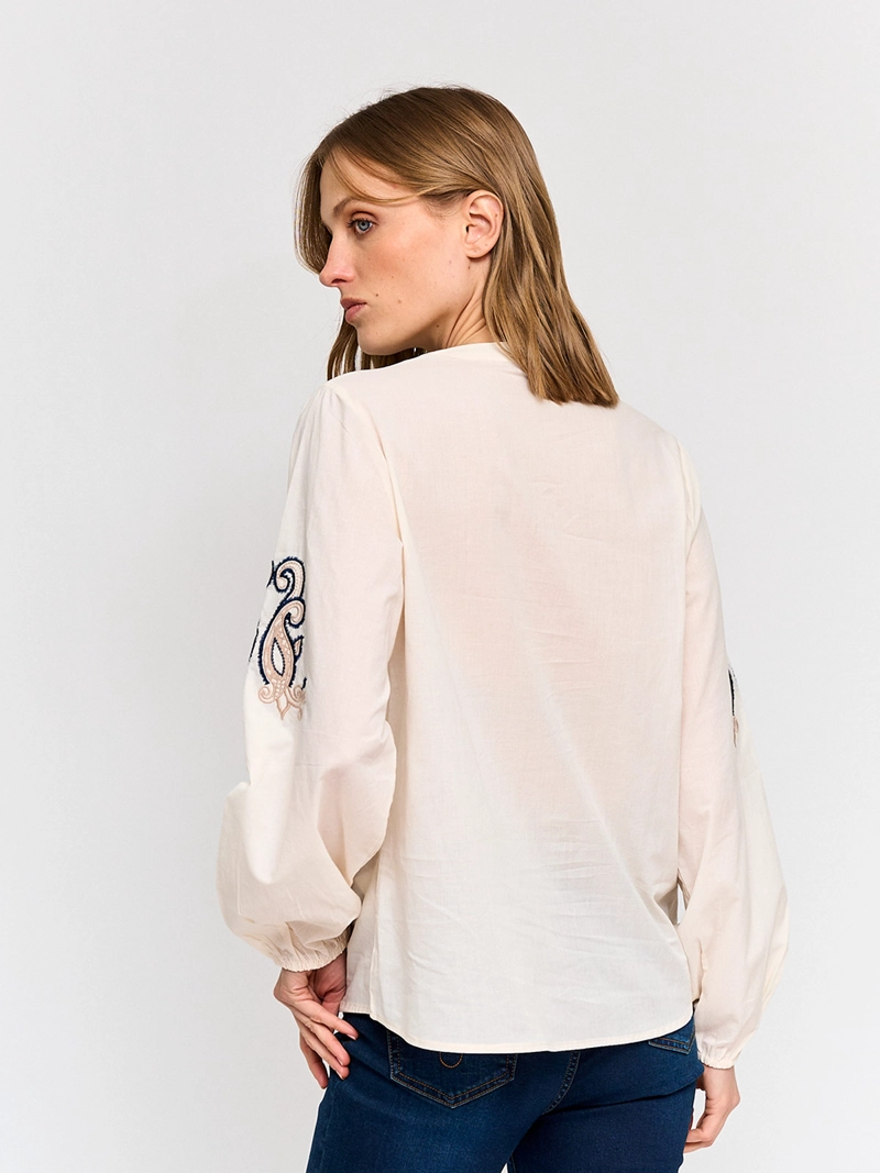 BLUSA MUJER AZIZ ALGODÓN MANGA LARGA BORDADA - 3