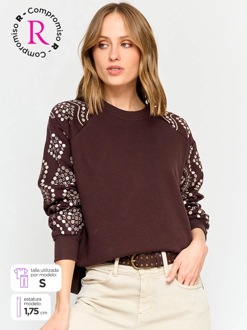 POLERÓN MUJER TATIENNE ALGODÓN BORDADO LENTEJUELAS - 1