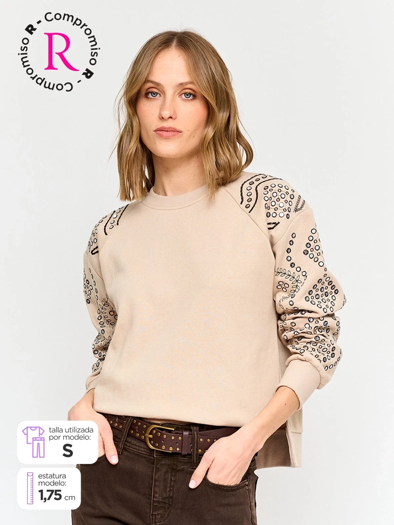 POLERÓN MUJER TATIENNE ALGODÓN BORDADO LENTEJUELAS - 1