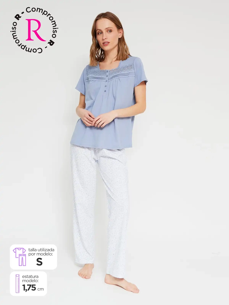 PIJAMA MUJER AZIZ MANGA CORTA - 1