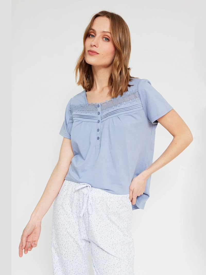 PIJAMA MUJER AZIZ MANGA CORTA - 3