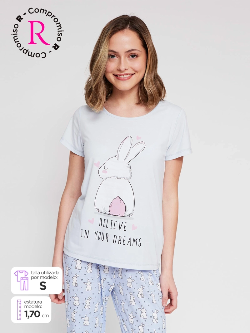 TOP PIJAMA MUJER INDEX MANGA CORTA - 1