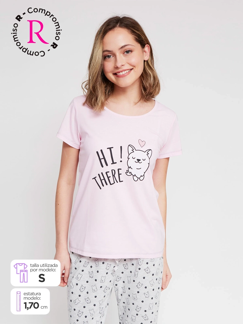 TOP PIJAMA MUJER INDEX MANGA CORTA - 1