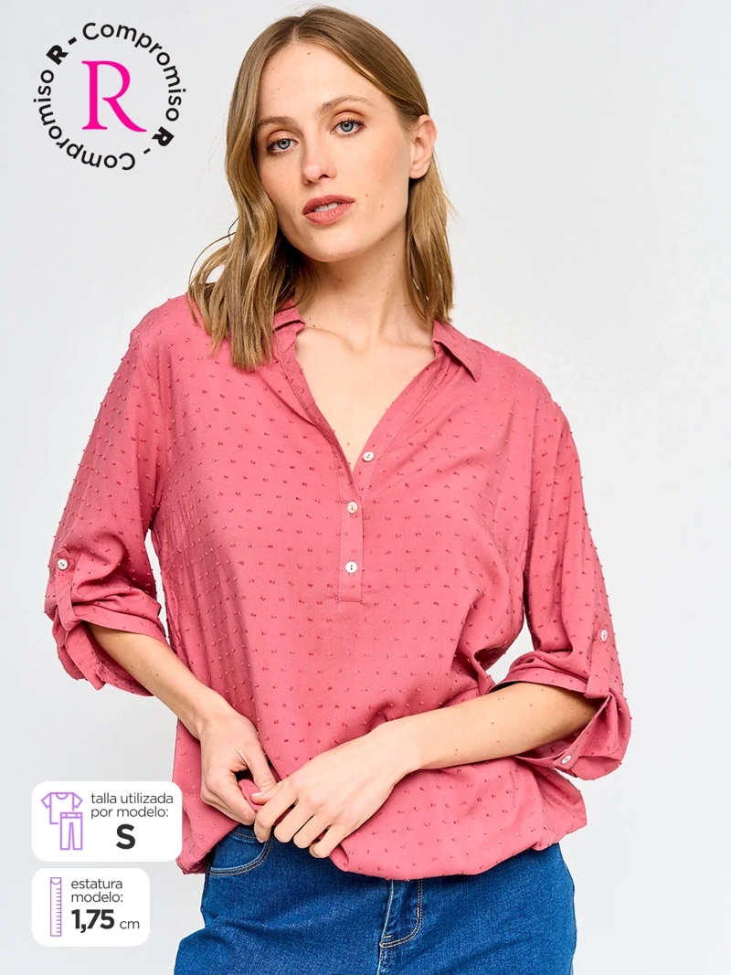 BLUSA MUJER AZIZ MANGA 3/4 CAMISERA - 1