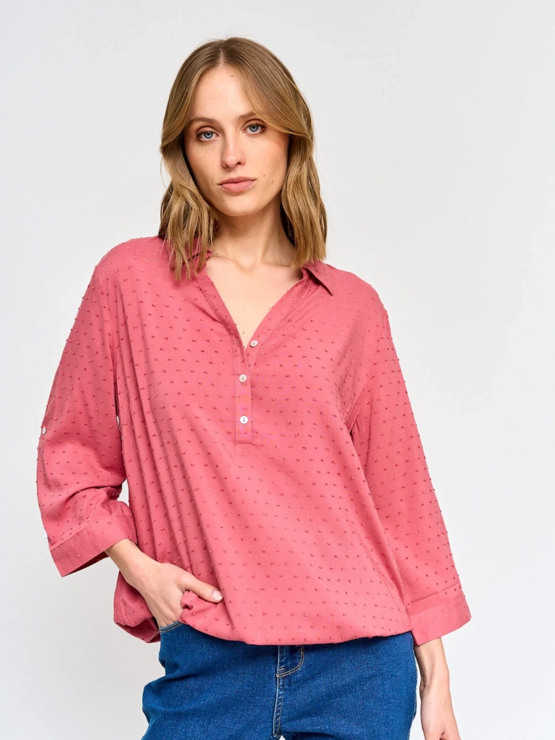 BLUSA MUJER AZIZ MANGA 3/4 CAMISERA - 2