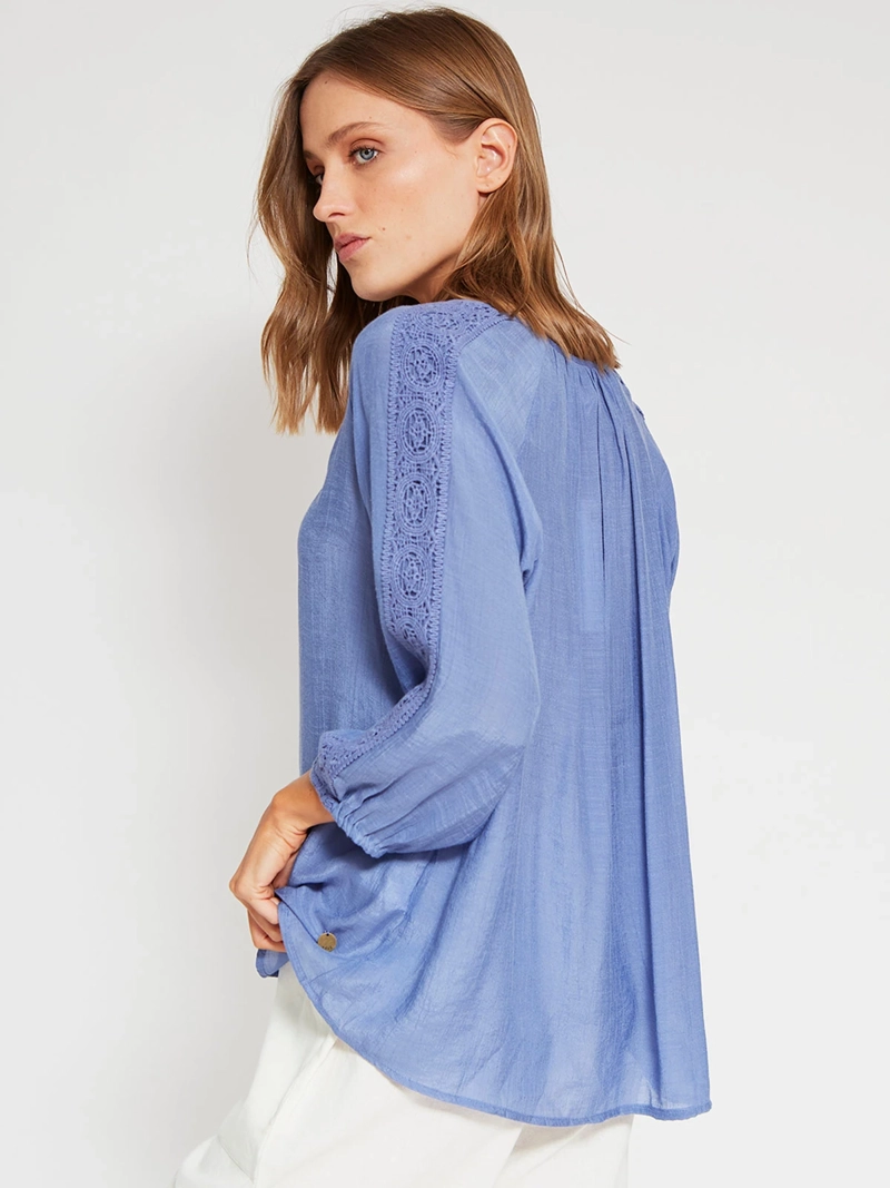 BLUSA MUJER AZIZ MANGA 3/4 MACRAMÉ - 2