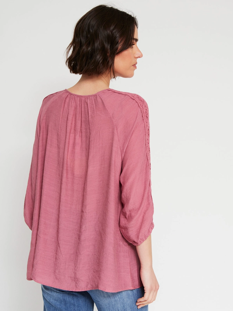 BLUSA MUJER AZIZ MANGA 3/4 MACRAMÉ - 2
