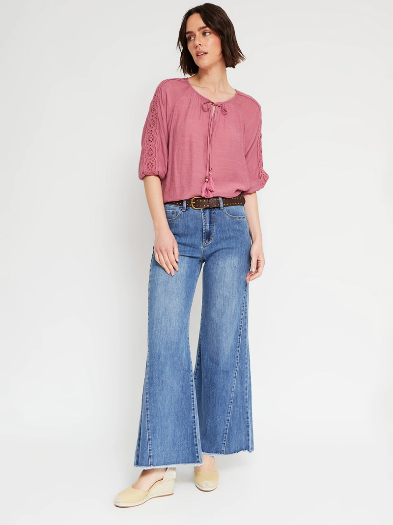 BLUSA MUJER AZIZ MANGA 3/4 MACRAMÉ - 4