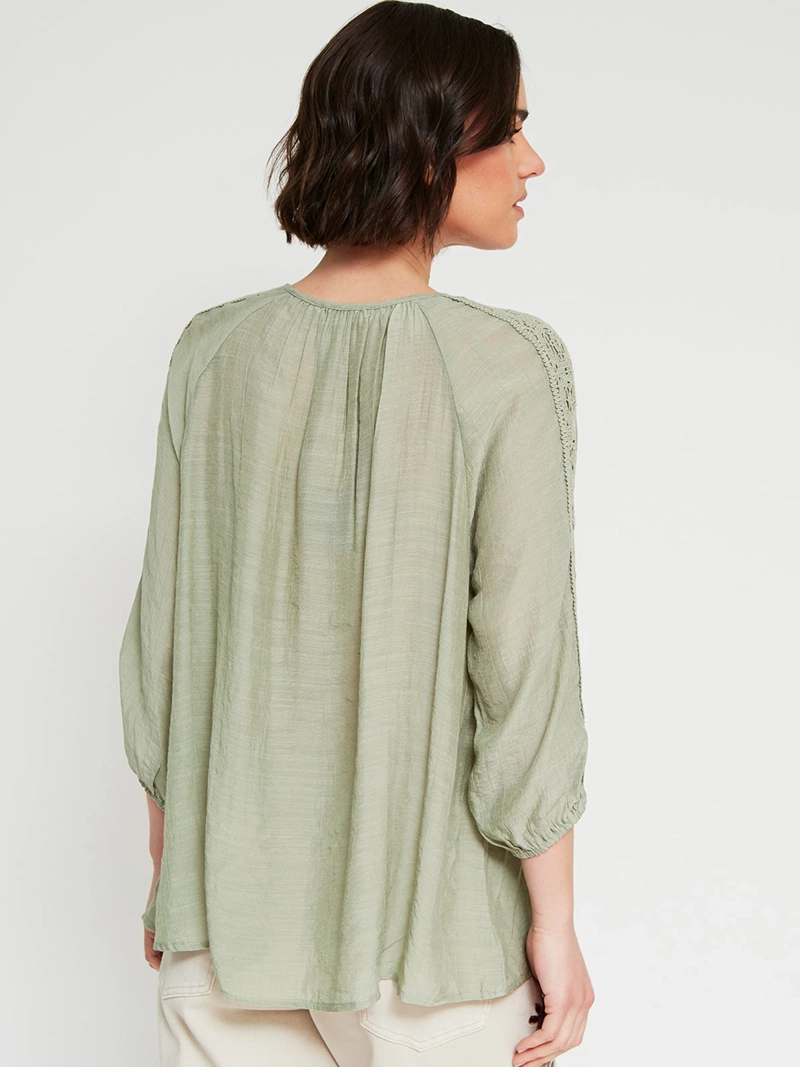 BLUSA MUJER AZIZ MANGA 3/4 MACRAMÉ - 2