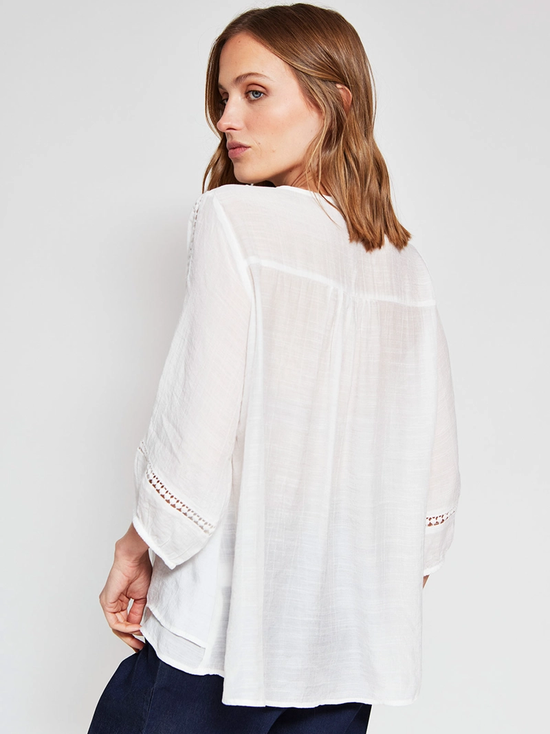 BLUSA MUJER AZIZ MANGA 3/4 MACRAMÉ - 2