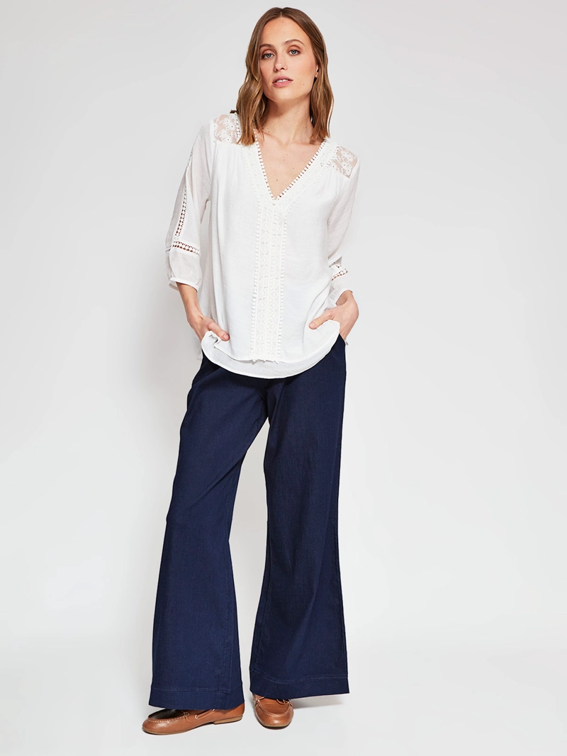 BLUSA MUJER AZIZ MANGA 3/4 MACRAMÉ - 4