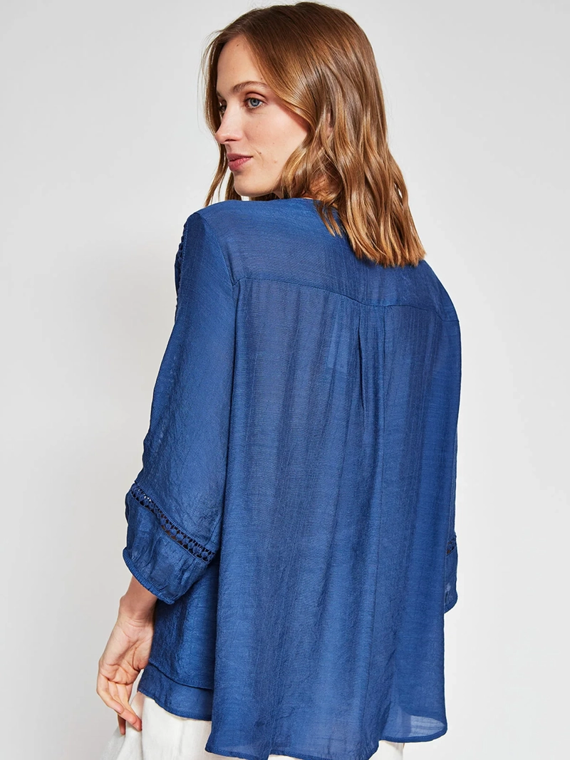 BLUSA MUJER AZIZ MANGA 3/4 MACRAMÉ - 2